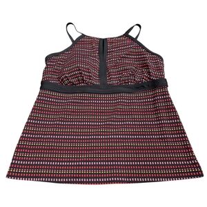 Lands' End High Neck Black, Red, Pink, & Yellow Tankini Swimsuit Top Size 14